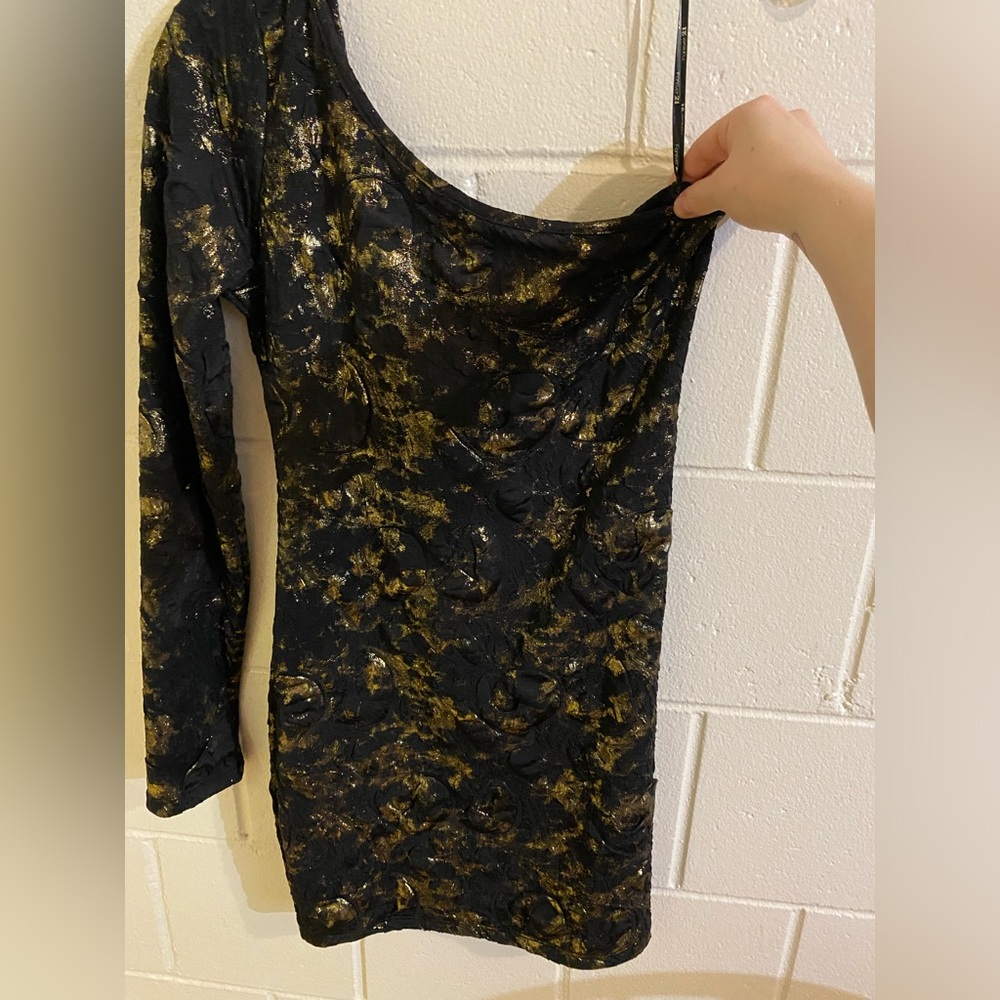 Forever 21 cold shoulder one sleeve punk mini bodycon dress